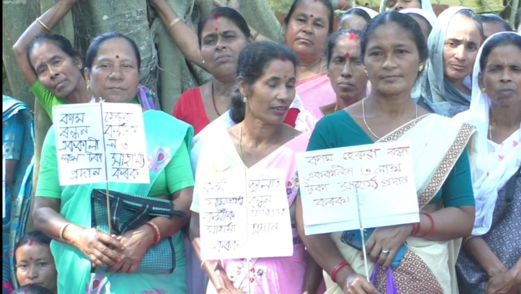 সদৌ অসম মধ্যাহ্ন ভোজনৰ কৰ্মচাৰী ইউনিয়নৰ মঙ্গলদৈত পিকেটিং কাৰ্যসূচী।
